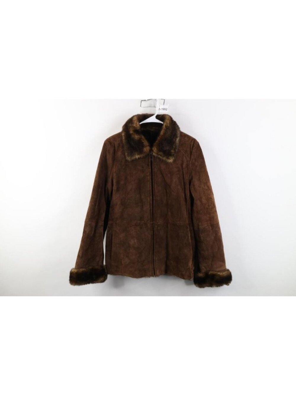 Vtg 90s Streetwear Womens Medium Suede Leather Plush Babydoll Pennylane Jacket